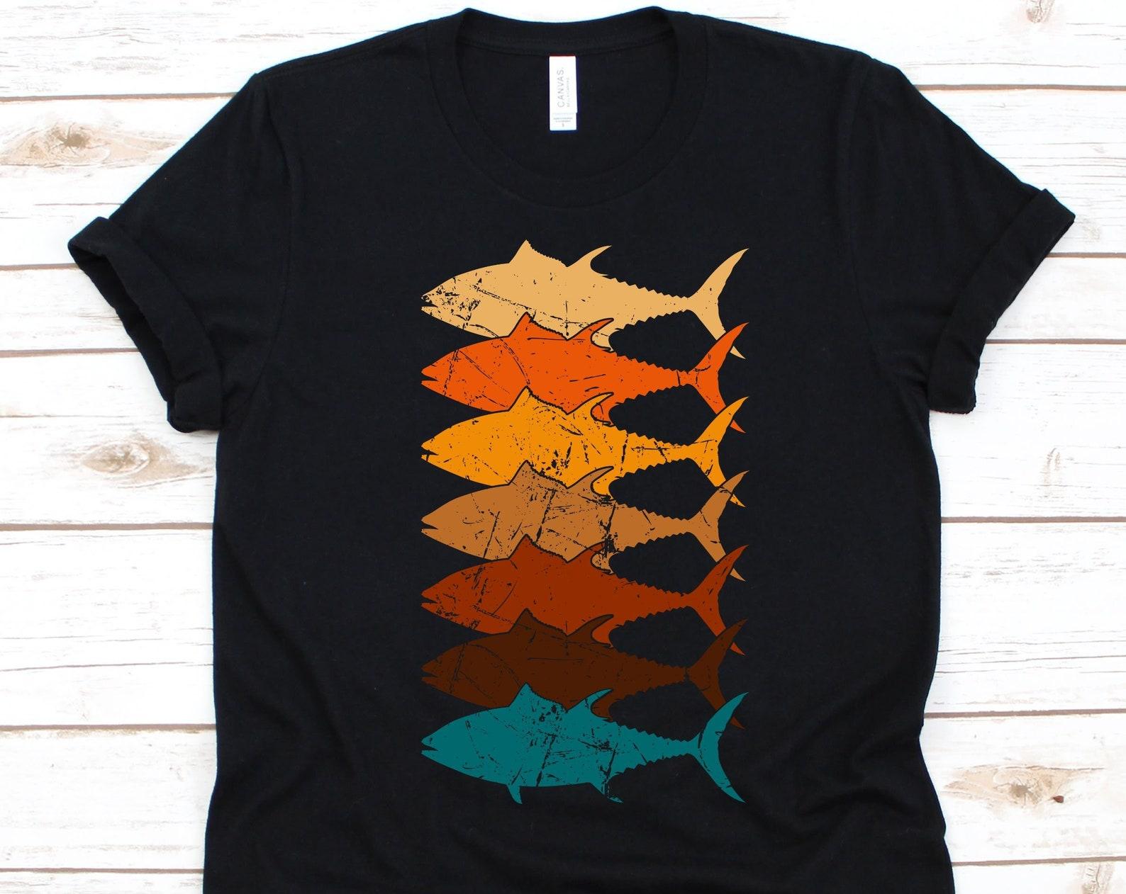 Tuna Retro Vintage Shirt, Gift For Fishermen, Tuna Fishing Shirt For Men And Women, Fishing Lovers, Yellowfin Tuna Design, Tuna Fish Graphic 4XL
