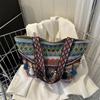 Large Capacity Ethnic Style Fashion Elegant Handbag 2024 Autumn New Style Shoulder Bag for Women Commuter Tote Clutch Purse