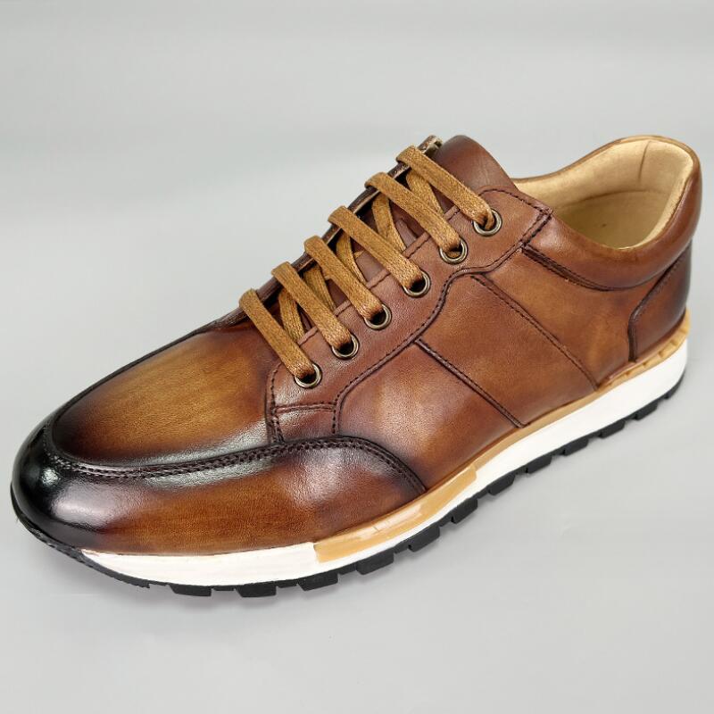 Fashion New Handcrafted sports leather top layer cowhide fashion lace-up polished color business casual shoes Zapatos Hombre  a31