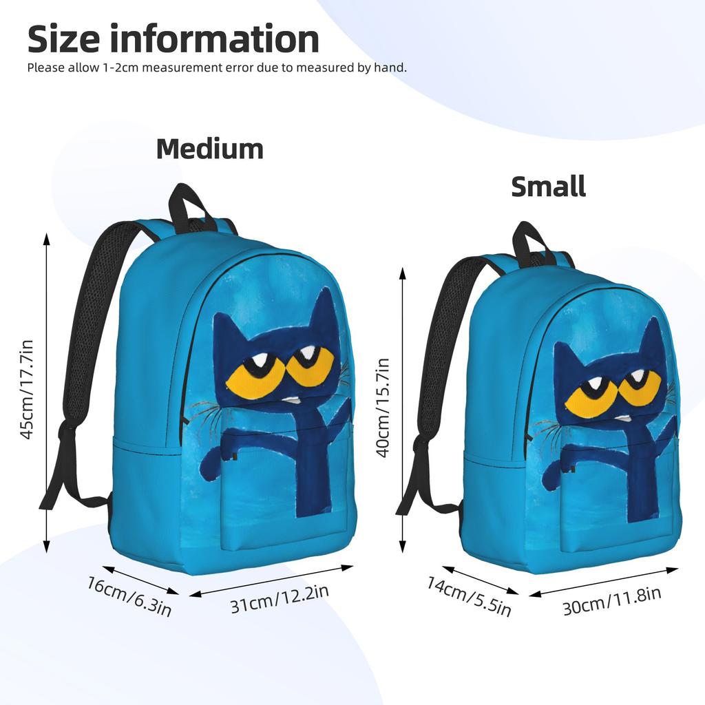 Cartoon Pete the Cat  Backpack for Men Women Fashion Student Work Daypack Groovy  College Shoulder Bag Durable