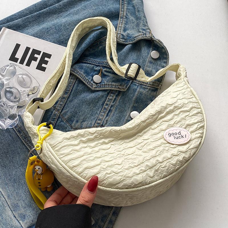 

Trendy Canvas Water Dumpling Shape Shoulder Bag For Daily Wear жовтий
