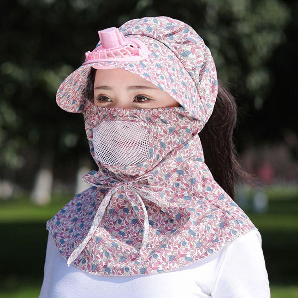 with Electric Fan Fan Camping Hat Breathable Camping Cap Fashion Face Hood Hat Outdoor