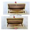 ASIAN ZACCA Cbr0002 Genuine Leather Double Kiss-Lock Long Wallet Dot Greige Square Frame Wooden Bead Clasp Made In Japan