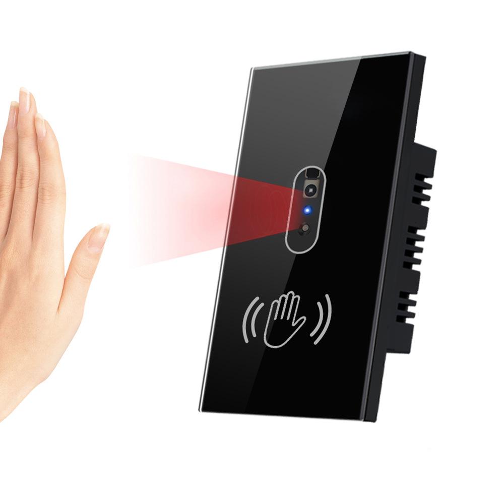 90-250V 50/60Hz 10A Smart Wall Light Switch Hand Sweep Sensor Glass Screen Panel without Touch IR Infrared Lights Sensor Switch Other чёрный