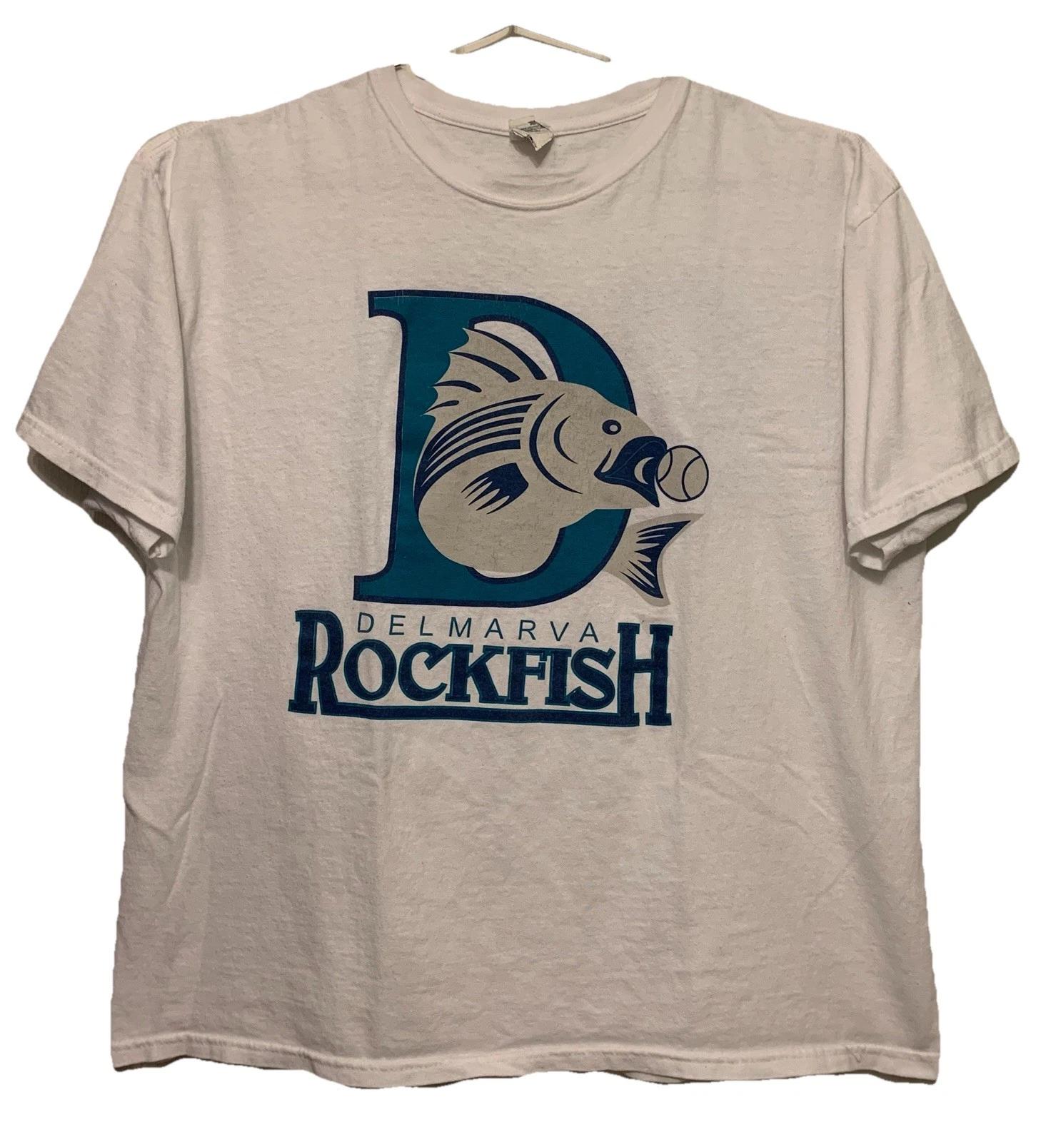 Vtg 1998 Delmarva Rockfish T-Shirt XL MiLB Defunct Maryland Fall League Baseball S