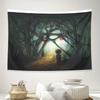 Dark Forest Tapestry Mystical Woods Wall Hanging Gothic Home Decor Nature Landscape Fantasy Art Spooky Vibes Halloween Decor Roo