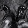 Nischenleder-Derby-Schuhe mit großem Kopf im britischen Stil für Herren, schwarze Plateauschuhe mit rundem Kopf, kleine Lederschuhe, vielseitige Pendler-Trendschuhe