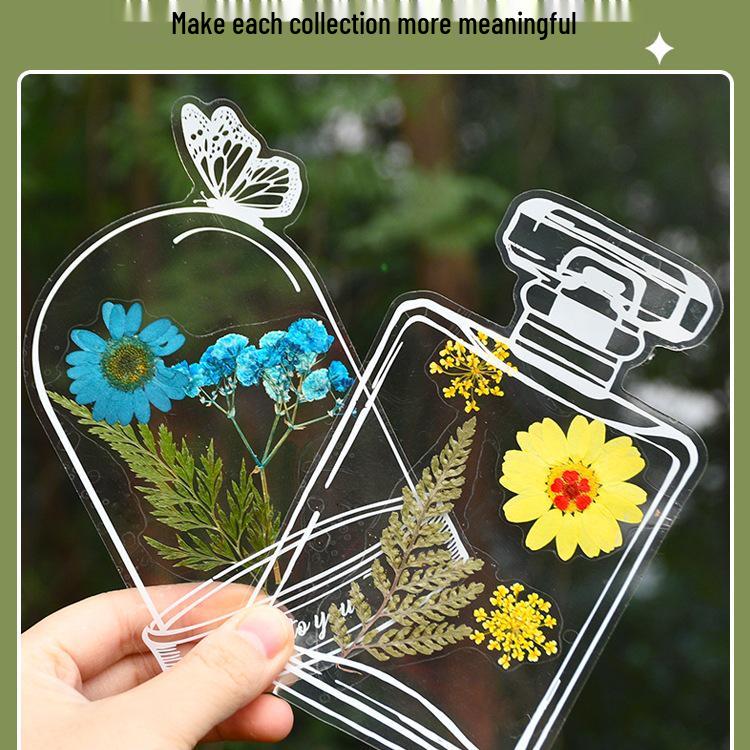 Autumn Dried Flower Bookmark Kit: Transparent Leaf Specimen with Lamination Film Stickers