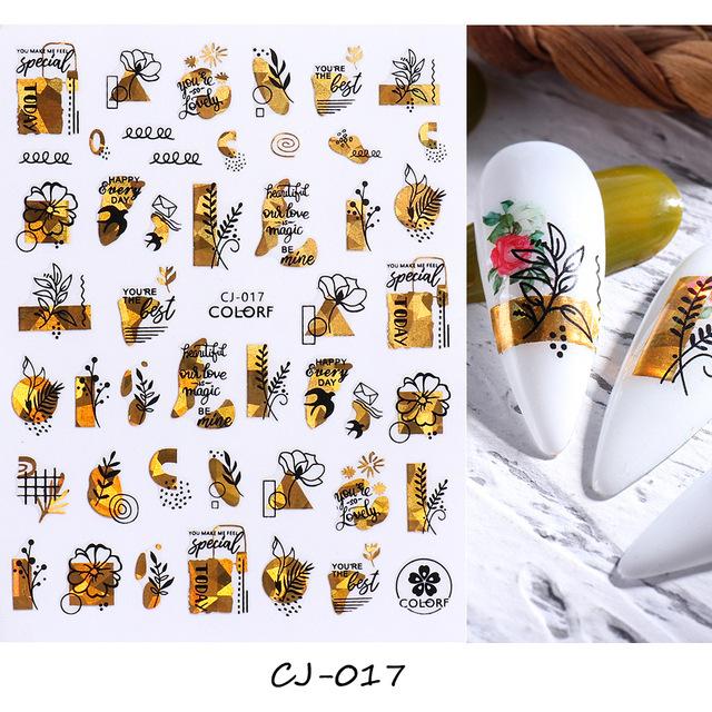 

Лазерные золотые, черные 3D наклейки для дизайна ногтей, наклейки с бабочкой, цветком розы, кленовый лист, украшение для ногтей, инструмент для маникюра
