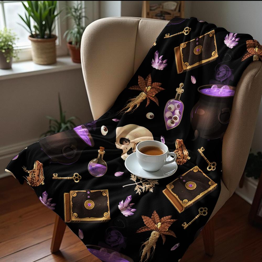 Witch Magic Icon Anime Cartoon Flannel Blanket Soft Warm Throw for Bedroom Sofa Car Kids Holiday Gift