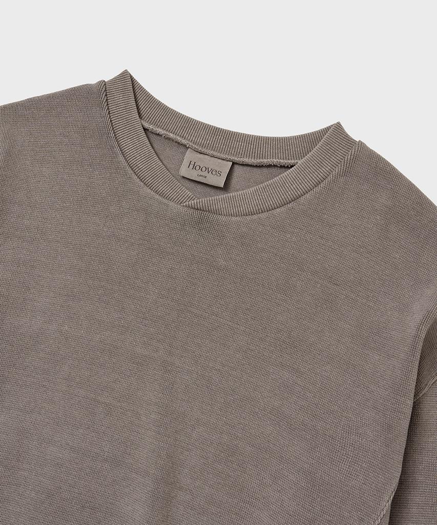 Whoops Garments Washed Overlap Neck Knit Tee [Ash Brown]