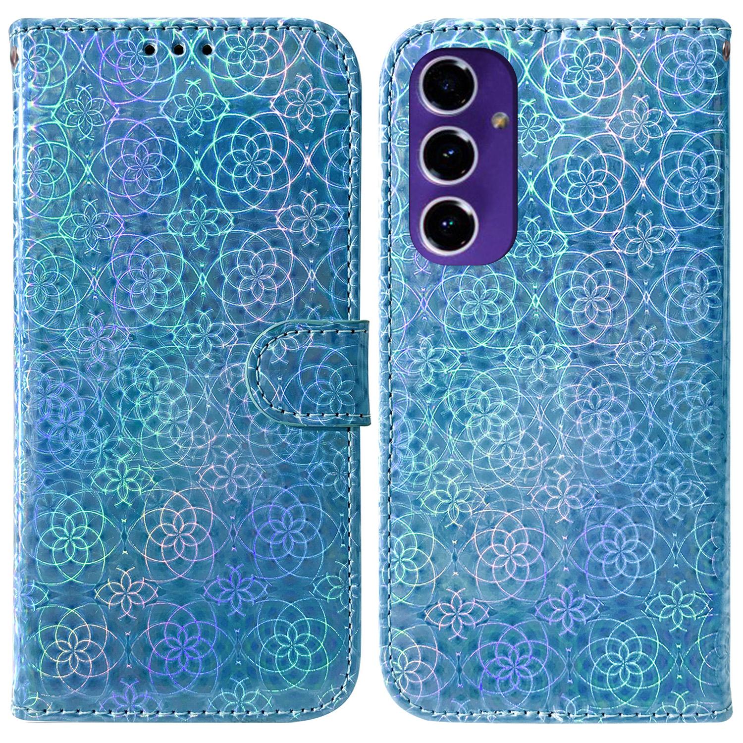 

For Samsung Galaxy A16 5G/A16 4G Stand Case Dazzling Flower Leather Phone Cover Blue