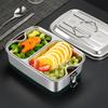 Lunchbox mit großem Fassungsvermögen aus 304 Edelstahl mit unterteilten Fächern und Deckel