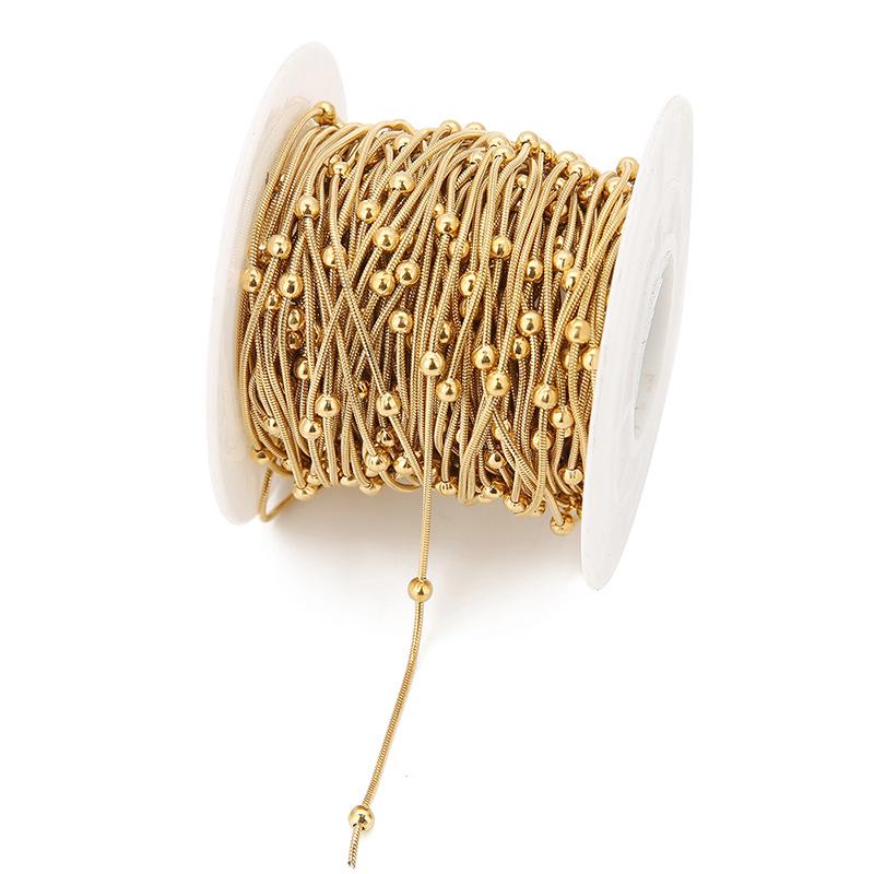 18k Gold Plated Minimalist Snake Chain Necklace - Round Clip Bead Clavicle Accessory