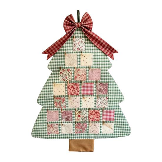 1/2Pcs Fabric Christmas Tree Advent Calendar with Pockets Handmade 24 Days Countdown to Xmas Wall Hanging Decoration Holiday Party Ornament