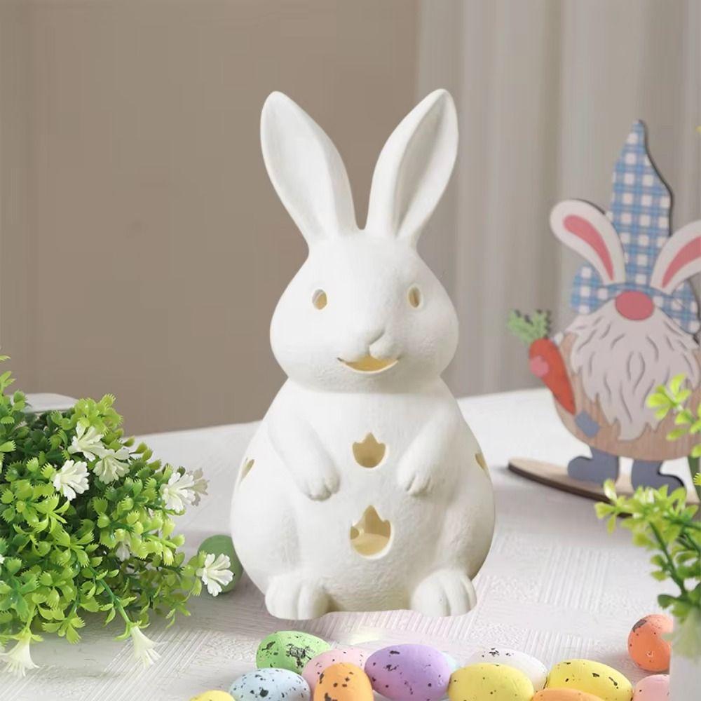 Cute Bunny Bunny Candle Holder White Easter Decoration Exquisite Rabbit Candlestick  Easter Party