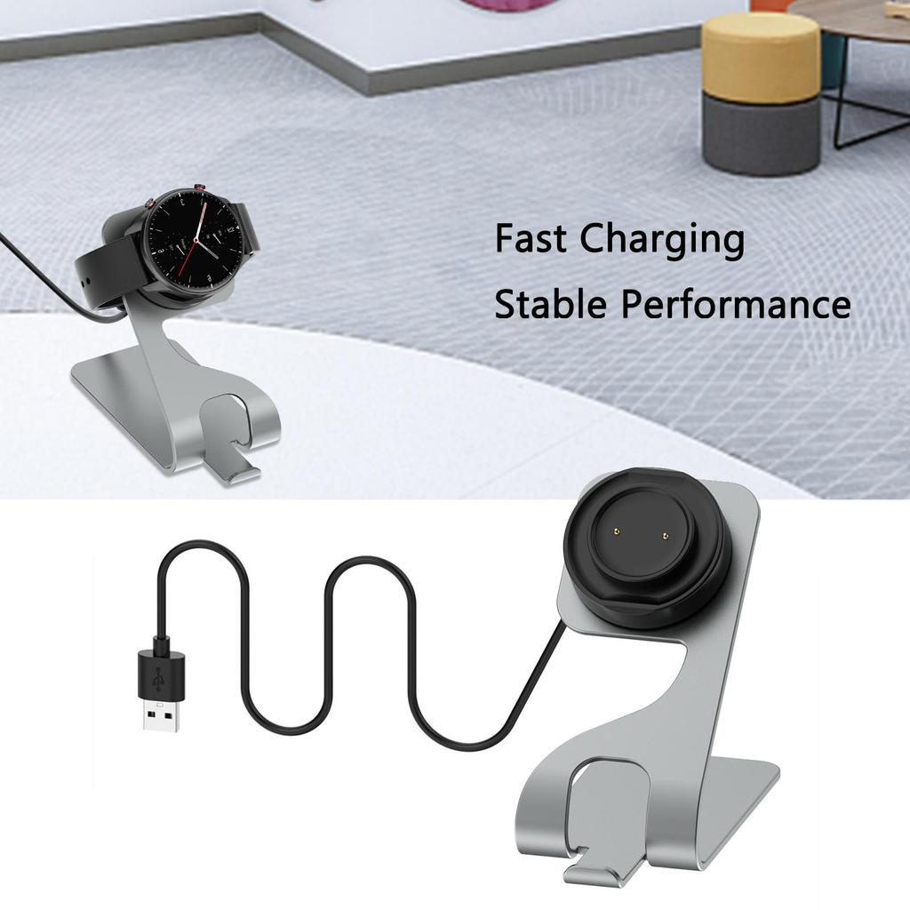 Metal Charging Stand Dock for Amazfit GTS 2 Mini GTR 2 Smartwatch Holder Gray