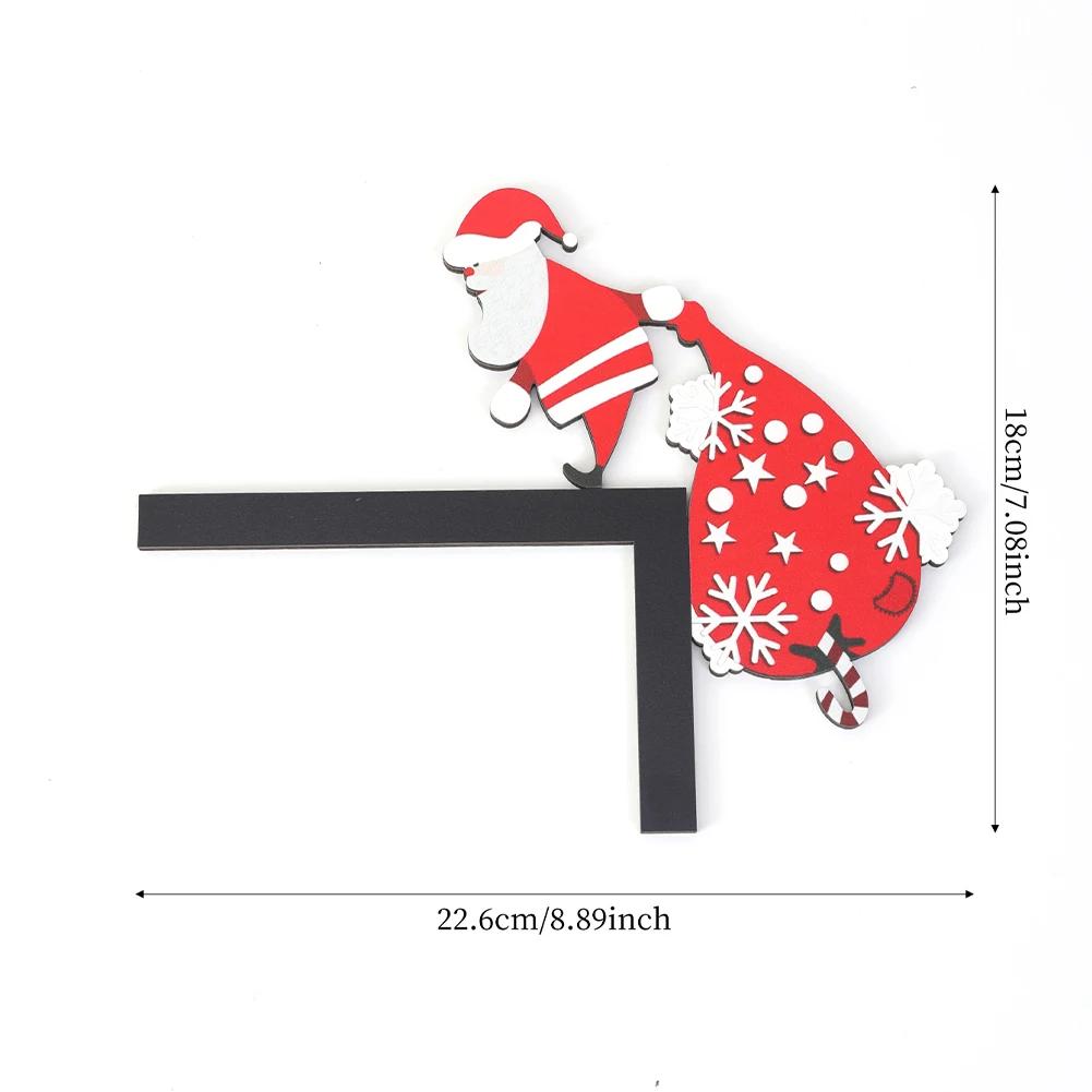Wooden Christmas Corner Door Frame Decoration Cartoon Santa Claus Elk Xmas Penguin Pendant Merry Christma Decor For Door Frame