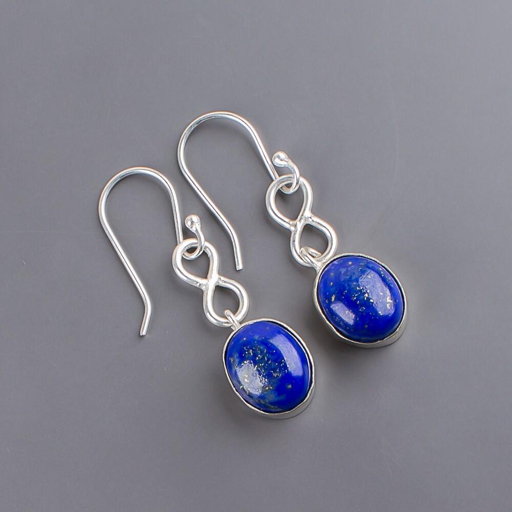 Natürlicher Lapislazuli Edelstein 925 Sterlingsilber Schmuck Hängeohrringe 1,60" EE-12-23