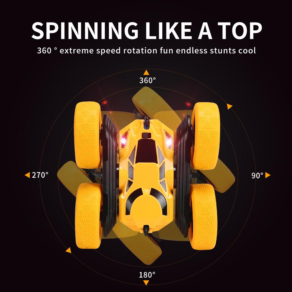 High-Speed 360° Remote Control Stunt Car with Lights - Double-Sided Tumbling Toy for Kids
