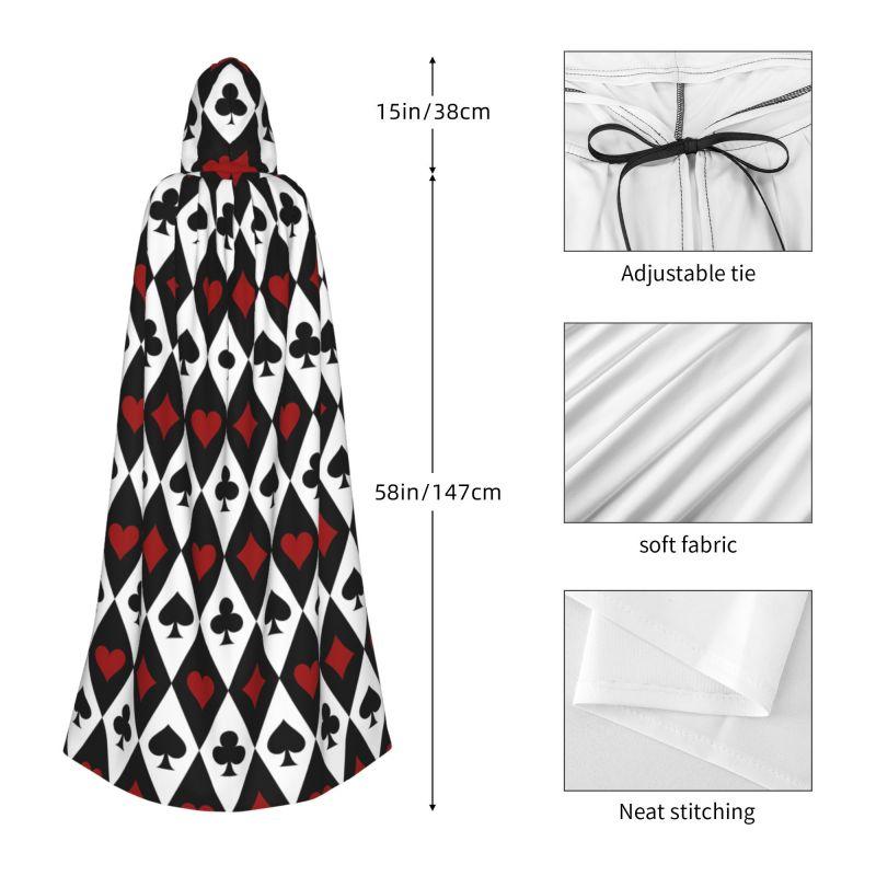 Poker Red Black Alice In Wonderland Hooded Cloak Unisex Hood Cloak Cosplay Medieval Costume Witch Wicca Elf Purim Carnival Party