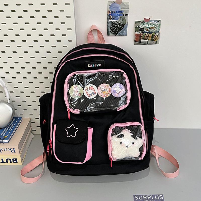 New Transparent Pain Bag Simple Middle School Students Backpack Korean Version Casual Large Capacity Japanese Ins Small Fresh Backpack