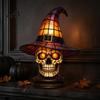 Fantasy Cat Shaped Table Lamp Black Witch Hat Lamp, with Dreamy Purple Light, Pink Ambient Desk Light Gothic Retro Halloween Ornament, for Bedroom