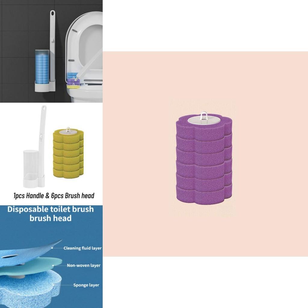 Disposable Toilet Brush Wands With Replaceable Heads Easy To Clean Toilet Bowl Lid And Corner Dirt Plastic Material Blue Yellow Purple