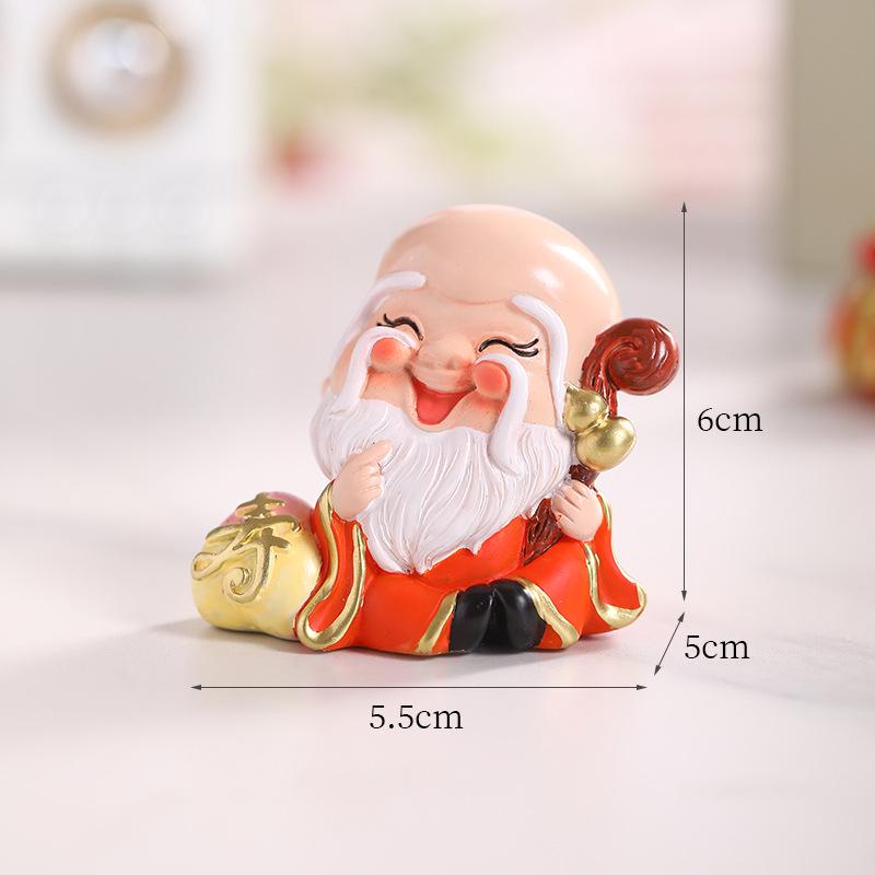 Xile Wufu God of Wealth Figurines for Home and Office Decoration