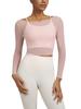 Joomon Mesh Yoga Set: Two-Piece Long Sleeve Quick-Dry Camisole with Integrated Cup Sports Bra