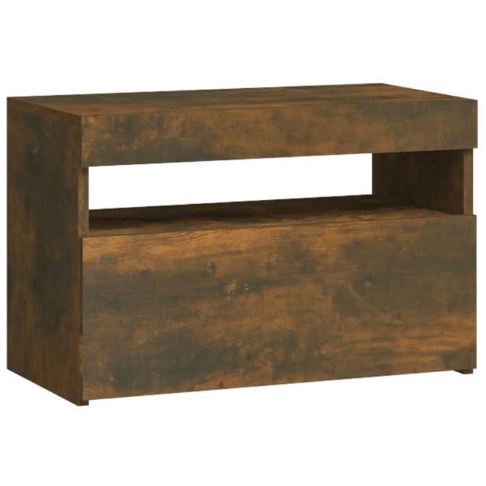 VidaXL Table de Chevet avec Lumières LED Table de Nuit Armoire de Chevet Armoire de Lit Meuble de Chambre Maison Chêne Fumé 3152826