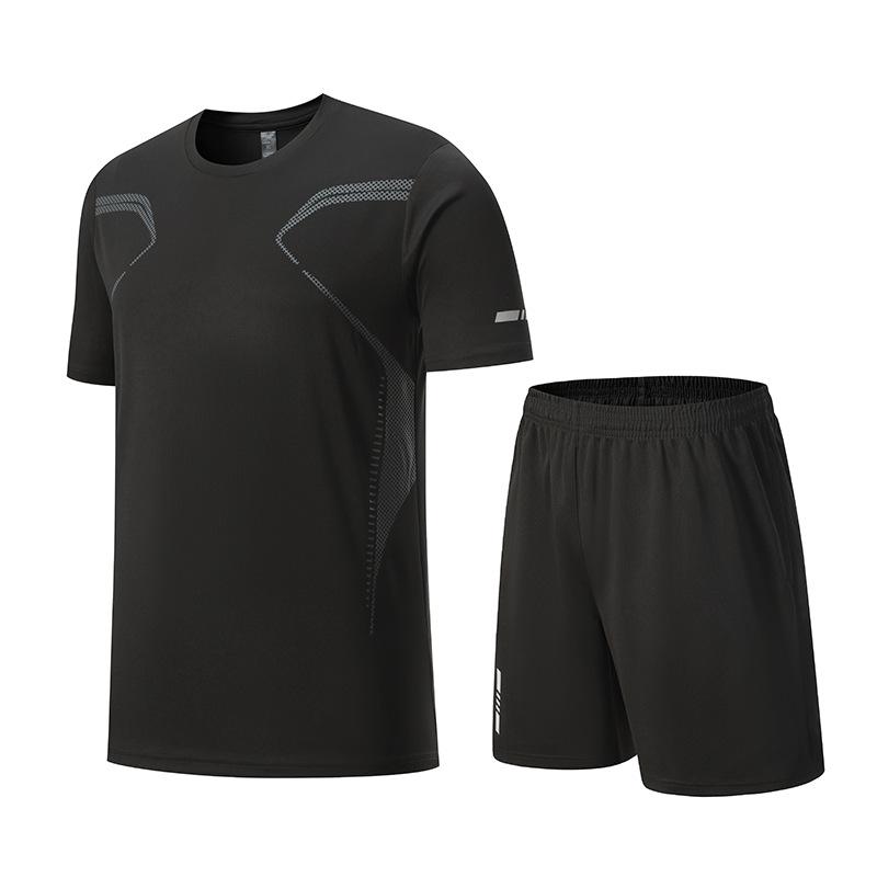 Men's Quick-Dry Short-Sleeve Sportswear Set for Summer Running and Fitness