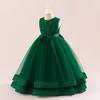 Flower Girl Princess Dress For Weddings Kid Formal Bow Long Gown For School Evening Party Children New Year Cloth
