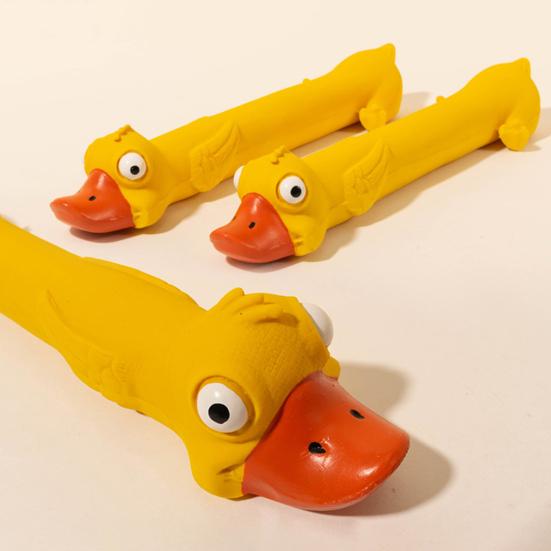 Squeak Dog Toy Cute Yellow Duck Design Built-in Sound Squeezable Teeth Cleaning Dental Health Dog Toy