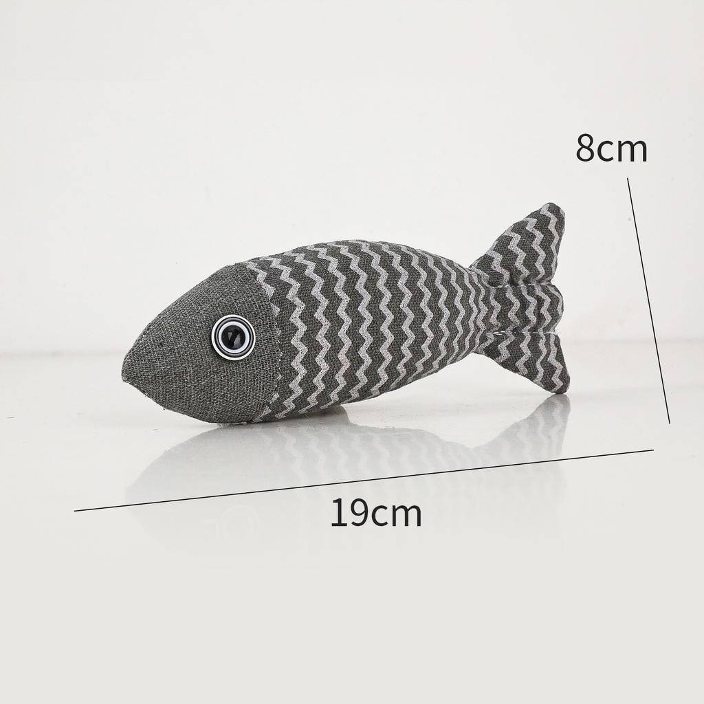New Pippi Amoy Plush Cat Toy Wave Fish with Mint, Cat Self-hi Pet Toy