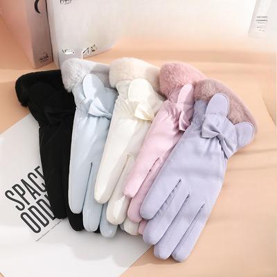 Fashionable Warm Gloves for Women In Autumn and Winter Cute Plush Warm Touch Screen Outdoor Riding Non Slip Waterproof Ski Gloves