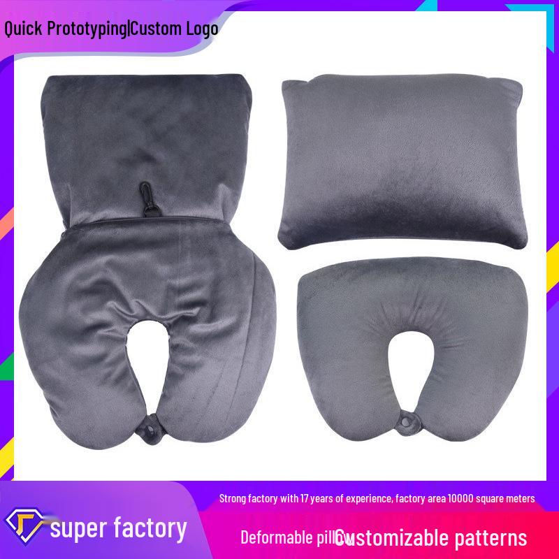 Transformable U-Shaped Neck Pillow - Solid Color Travel & Cervical Support
