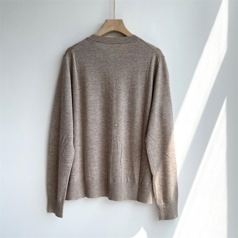 MK Brand Fox Embroidered Wool Cardigan - Single-Breasted, Round Neck Sweater for Autumn/Winter
