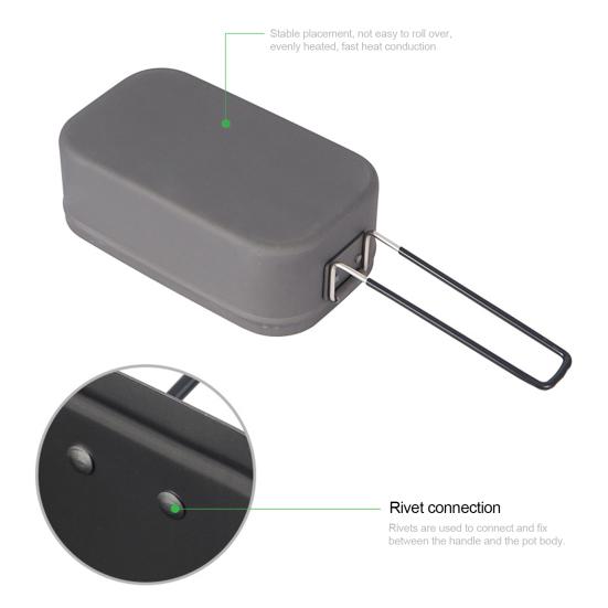 800ml Bento Box Anodizing Folding Handle Large Capacity Heat Resistant Aluminum Camping Bento Container Steaming Rack Outdoor Supply