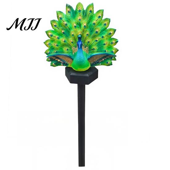 Solar Powered Peacock Garden Statues Light, Outdoor Sculpture with Auto-On LED Automatic Landscape Lighting Lights, Waterproof Lighted Statue for