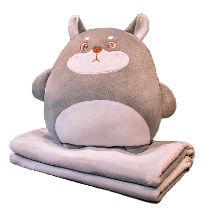 Cartoon 2-in-1 Cushion & Blanket: Dual-Use Hand Warmer, Leg Cover, Nap Pillow Doll for Office