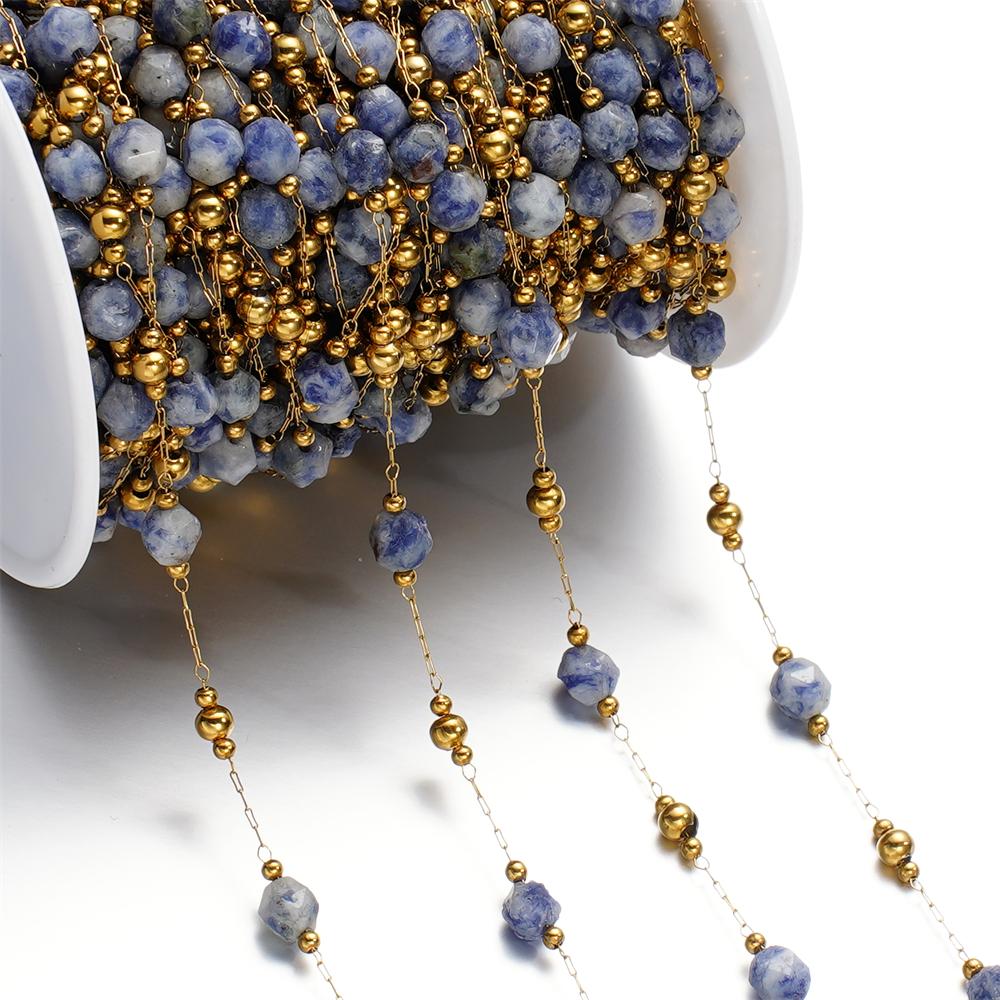 1meter/Lot Colorful Faceted Stone Beads Beaded Stainless Steel Chains for Bracelet Necklace Anklet DIY Jewelry Making Supplies