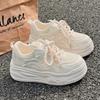 Fashion White Flat Shoes for Women Spring New Breathable Platform Vulcanized Shoes Women's Lace-up Casual Sneakers Zapatos De Mujer 2025