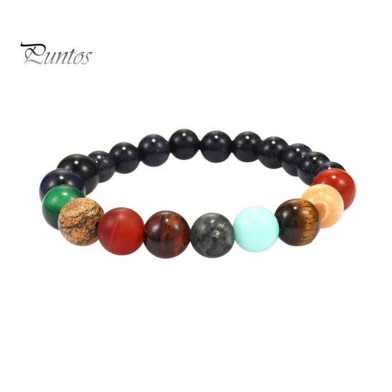 

Браслет унисекс с эластичным шнуром, многоцветный, гладкий, с глазурью и стеклом, лечебные украшения, положительный энергетический баланс, повседневная одежда, браслет для вечеринок и пар разноцветный