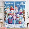 2pcs,2D Plane Printing Curtains&Window Treatment Snowman Family Winter Versatile Polyester Fabric (without Rod) Room Decor