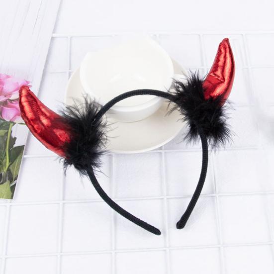 Diadema decorativa de cuerno de diablo de tela de felpa hecha a mano, diseño elástico ligero, aro para el cabello, accesorios para fiestas de cosplay y Halloween