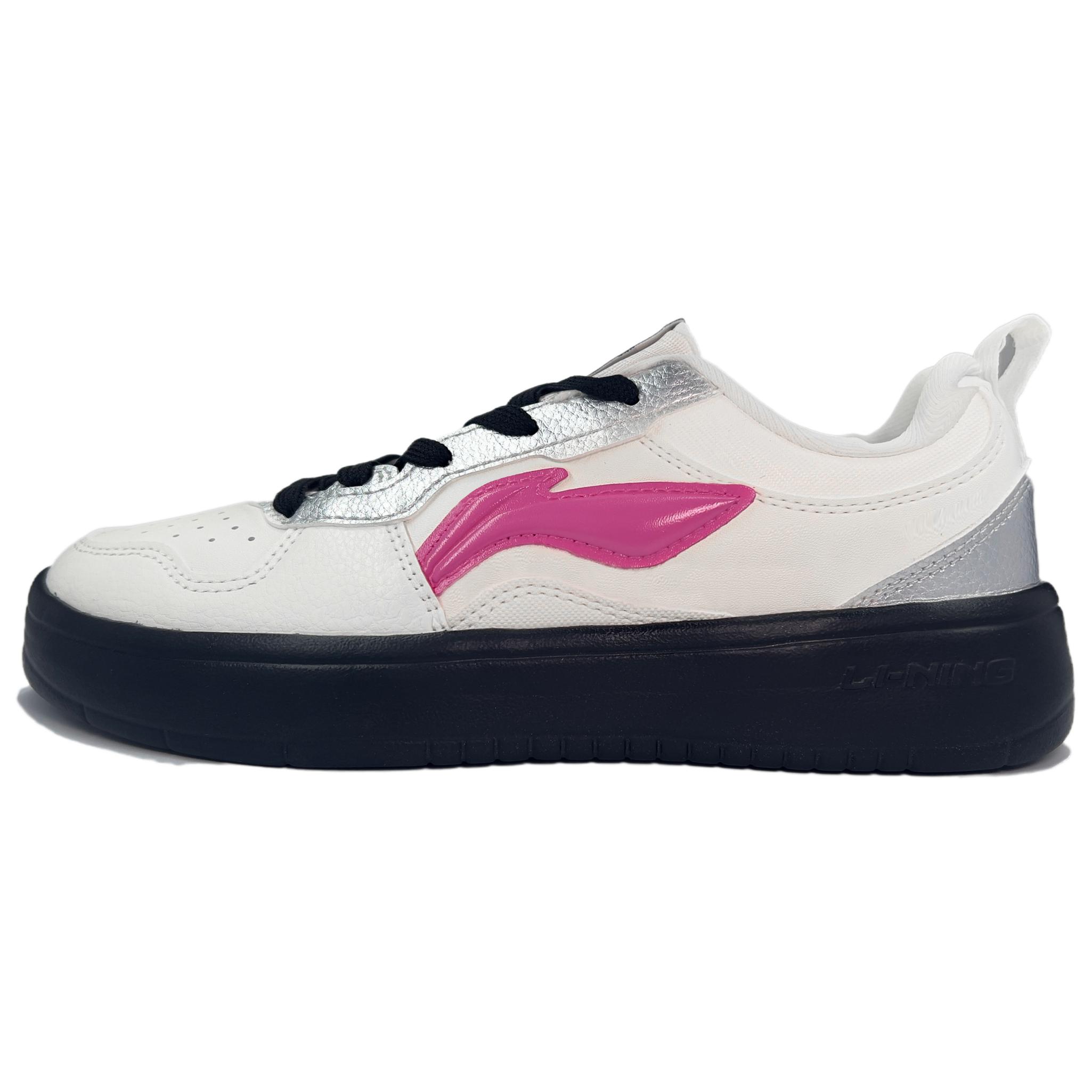 Li Ning First Cloud Lightweight, Breathable, And Slip Resistant Low top Skateboard Shoes Unisex White Silver Pink AGCV190-4(Teameet1095-) 37