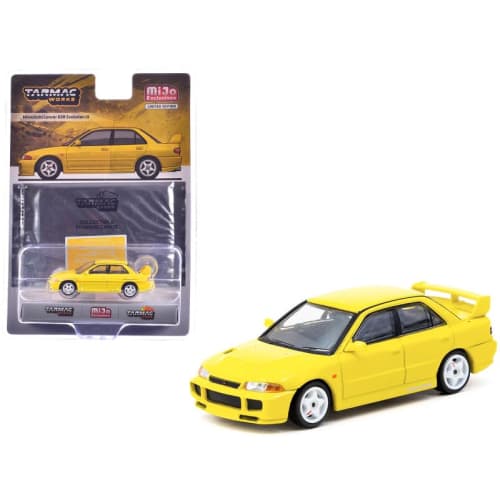 Tarmac Works 1/64 Mitsubishi Lancer Evolution III GSR Yellow with Trading Card (MiJo Exclusive)