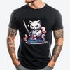 Cat With Katana Japan Cat Samurai Warrior Funny Shirts T Shirts For Men Plus Size Family Fashion T Shirt Men Cotton T Shirt Men