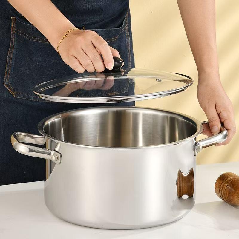 G-Typ Gehärtetes Glasdeckel Edelstahl Runder Suppentopf Wok - Explosionsgeschützter Glasdeckel